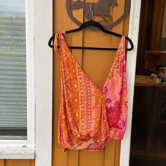 Free People Tops - NWT Free People woman’s bright pink and red flowly tank top